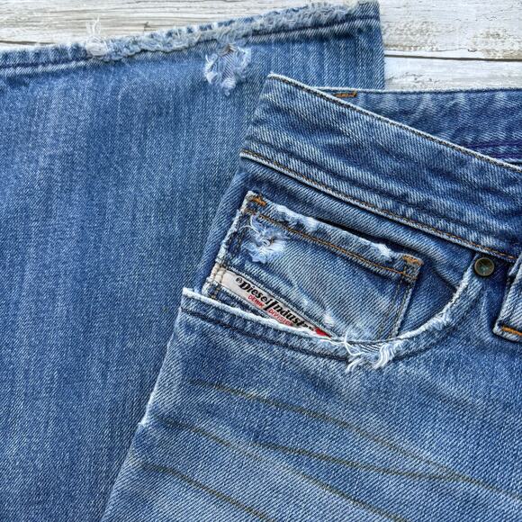 VTG Y2K Diesel Jeans Sz 30 Mid Rise Flare Faded Distressed Custom Skater Grunge - Picture 7 of 15